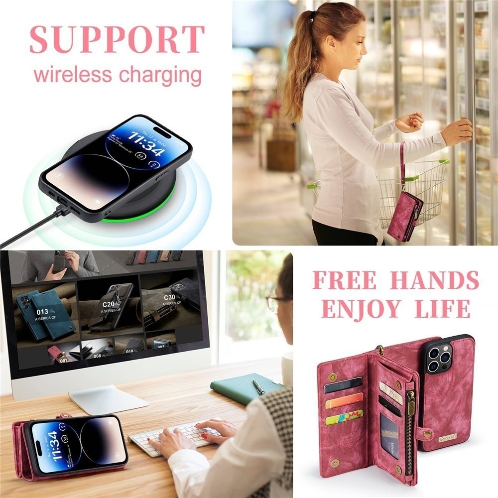 CaseMe 008 Detachable Magnetic Case Leather Wallet Cover for iPhone 14 ProMax - Picture 7 of 9
